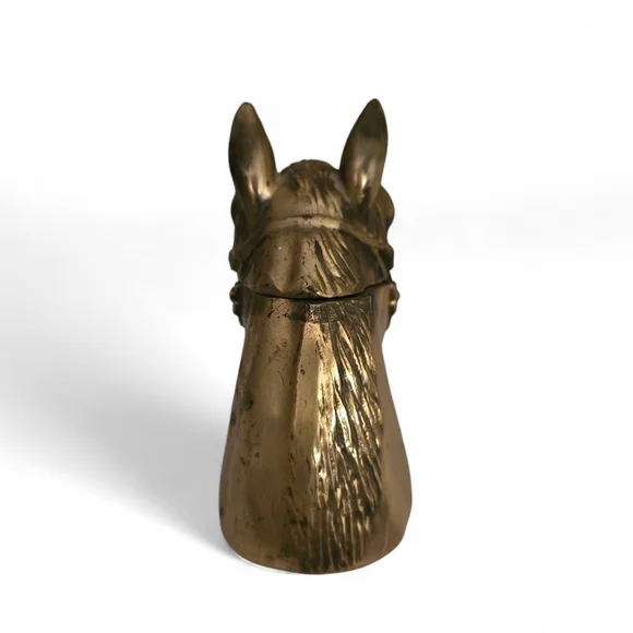 Vintage Brass Horse Head Tape Dispenser | Ted Arnold Ltd. | Equestrian Desk - Picture 4 of 7